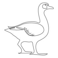 Vector duck one continuous line drawing isolated on white background minimal