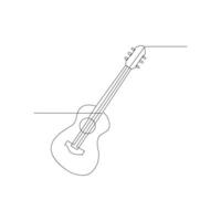 vector guitarra continuo uno línea bosquejo dibujo concepto de música ilustración y minimalista