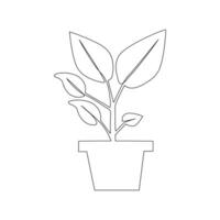 Growth tree continuous line vector image on white background concept of nursery business.