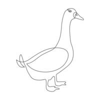 Vector duck one continuous line drawing isolated on white background minimal