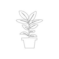 Growth tree continuous line vector image on white background concept of nursery business.