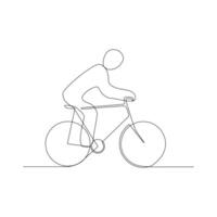 Vector one Continuous line drawing of bike or bicycle on white background stock illustration and minimal