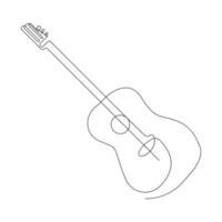 vector guitarra continuo uno línea bosquejo dibujo concepto de música ilustración y minimalista