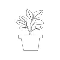 Growth tree continuous line vector image on white background concept of nursery business.