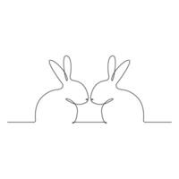 Vector bunny continuous single line art drawing editable stroke illustration and minimalist