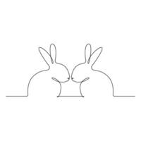 Vector bunny continuous single line art drawing editable stroke illustration and minimalist