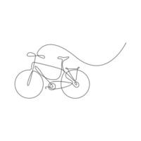 Vector one Continuous line drawing of bike or bicycle on white background stock illustration and minimal