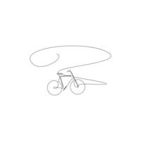 Vector one Continuous line drawing of bike or bicycle on white background stock illustration and minimal