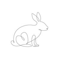 Vector bunny continuous single line art drawing editable stroke illustration and minimalist