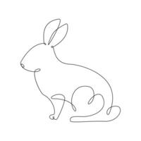 Vector bunny continuous single line art drawing editable stroke illustration and minimalist