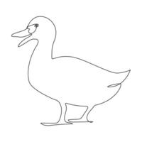 Vector duck one continuous line drawing isolated on white background minimal