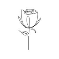 Continuous line drawing of rose flower vector illustration hand drawn decorative beautiful design minimalist