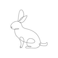 Vector bunny continuous single line art drawing editable stroke illustration and minimalist