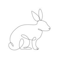 Vector bunny continuous single line art drawing editable stroke illustration and minimalist