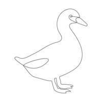 Vector duck one continuous line drawing isolated on white background minimal