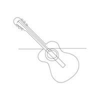 vector guitarra continuo uno línea bosquejo dibujo concepto de música ilustración y minimalista