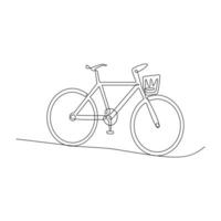 Vector one Continuous line drawing of bike or bicycle on white background stock illustration and minimal