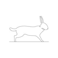Vector bunny continuous single line art drawing editable stroke illustration and minimalist