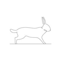 Vector bunny continuous single line art drawing editable stroke illustration and minimalist