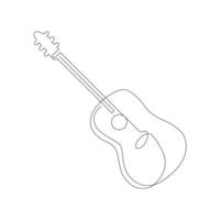 vector guitarra continuo uno línea bosquejo dibujo concepto de música ilustración y minimalista