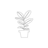 Growth tree continuous line vector image on white background concept of nursery business.