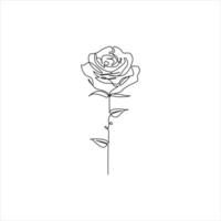 Continuous line drawing of rose flower vector illustration hand drawn decorative beautiful design minimalist