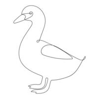 Vector duck one continuous line drawing isolated on white background minimal
