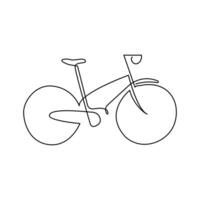 Vector one Continuous line drawing of bike or bicycle on white background stock illustration and minimal