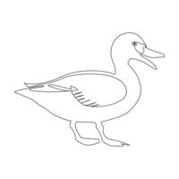 Vector duck one continuous line drawing isolated on white background minimal