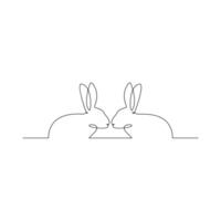 Vector bunny continuous single line art drawing editable stroke illustration and minimalist