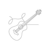 vector guitarra continuo uno línea bosquejo dibujo concepto de música ilustración y minimalista