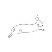 Vector bunny continuous single line art drawing editable stroke illustration and minimalist