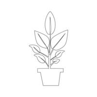 Growth tree continuous line vector image on white background concept of nursery business.