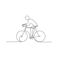 Vector one Continuous line drawing of bike or bicycle on white background stock illustration and minimal