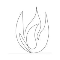 Vector Continuous single line drawing of fire on white background illustration and minimal