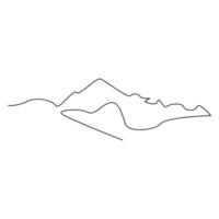 Mountain continuous one line art vector and illustration minimalist pro design.