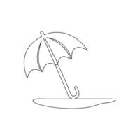 Vector continuous single liner art illustration of umbrella concept of safety and security