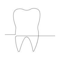 Vector continuous one line drawing of tooth best use for logo banner illustration dentist stomatology medical concept