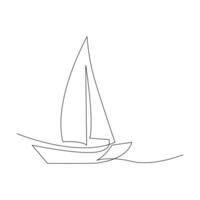 Vector continuous one line drawing of sailboat best use for logo poster banner stock illustration and minimal