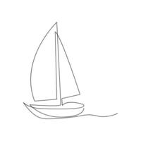 Vector continuous one line drawing of sailboat best use for logo poster banner stock illustration and minimal