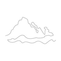 Vector continuous in one line drawing of mountain isolated on white background and minimalist