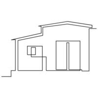 Vector modern architecture of house one continuous line drawing isolated on white background