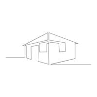 Vector modern architecture of house one continuous line drawing isolated on white background