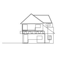 Residential private house one continuous line drawing logo illustration minimalist pro vector