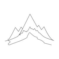 Vector mountain landscape continuous one line art drawing isolated on white background and minimalist