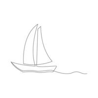 Vector continuous one line drawing of sailboat best use for logo poster banner stock illustration and minimal