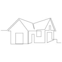 Vector modern architecture of house one continuous line drawing isolated on white background
