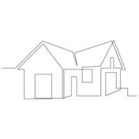 Vector modern architecture of house one continuous line drawing isolated on white background