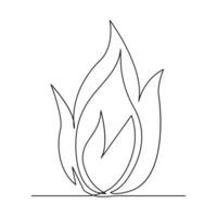 Vector Continuous single line drawing of fire on white background illustration and minimal