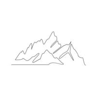 Mountain continuous one line art vector and illustration minimalist pro design.